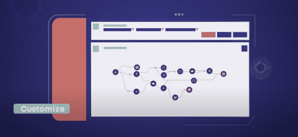 Screenshot photo of an animated payment processing flow illustration